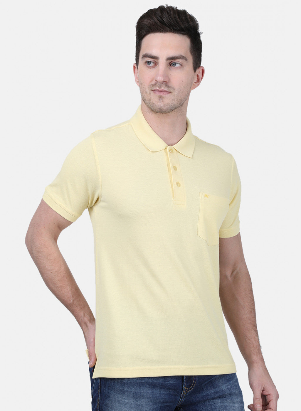 Mens Yellow Plain T-Shirt