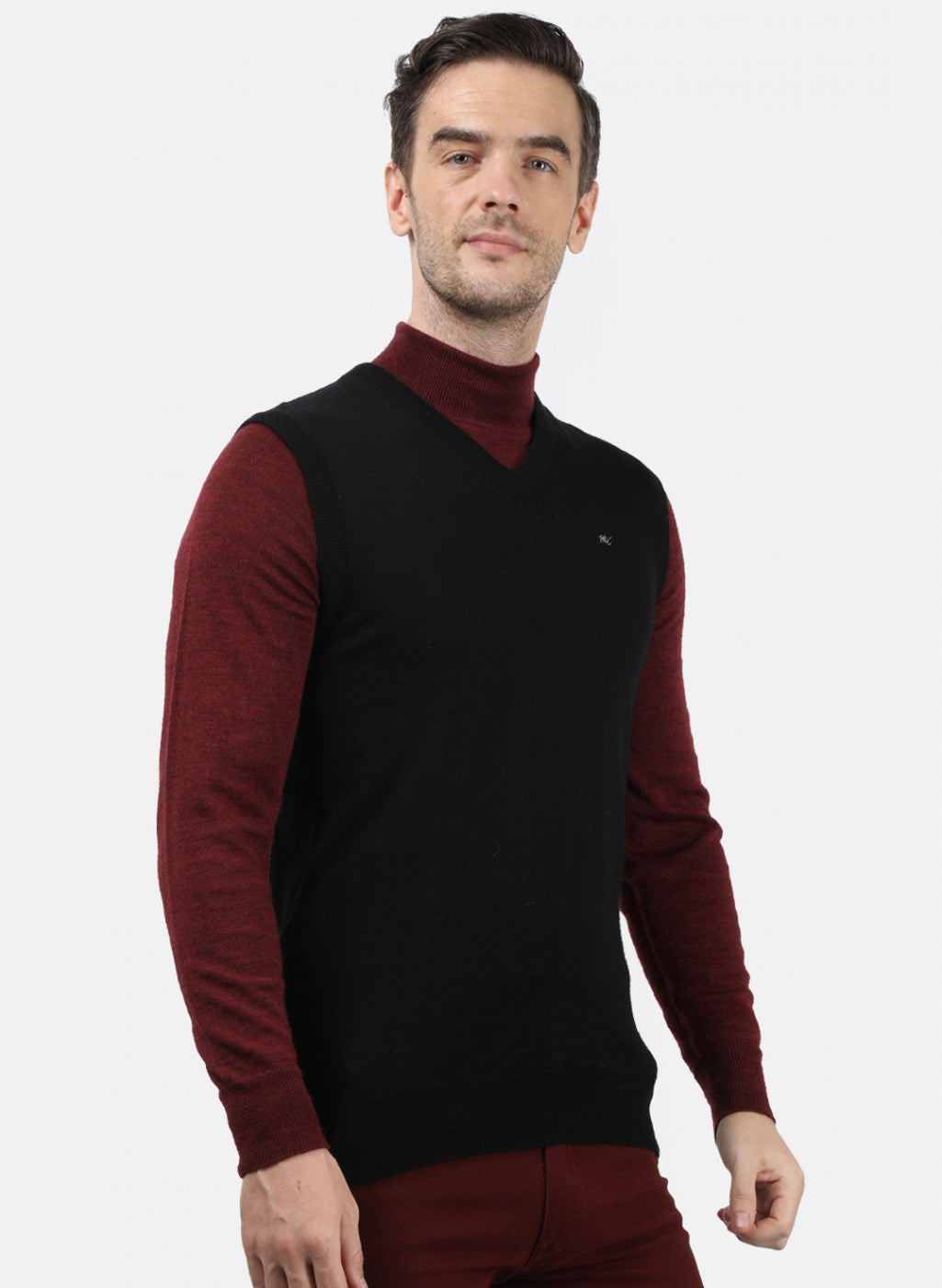 Men Black Solid Sweater