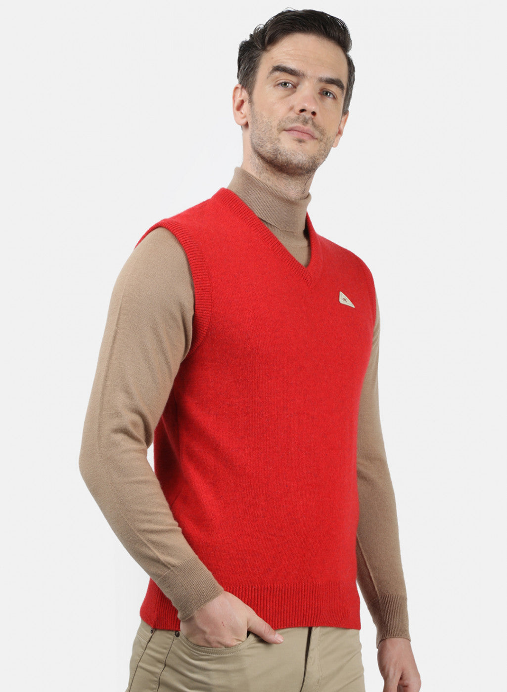 Men Red Solid Sweater