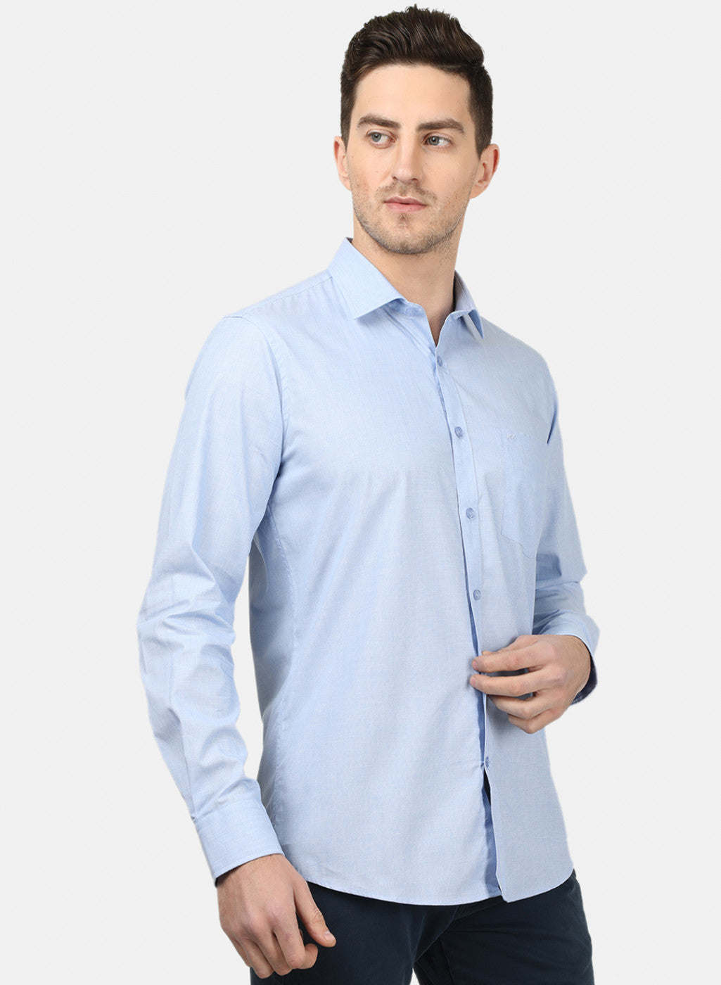 Mens Sky Blue Solid Shirts