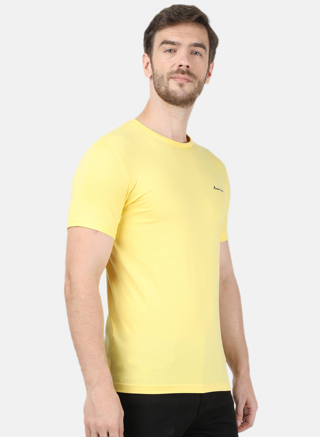 Mens Yellow Plain T-Shirt