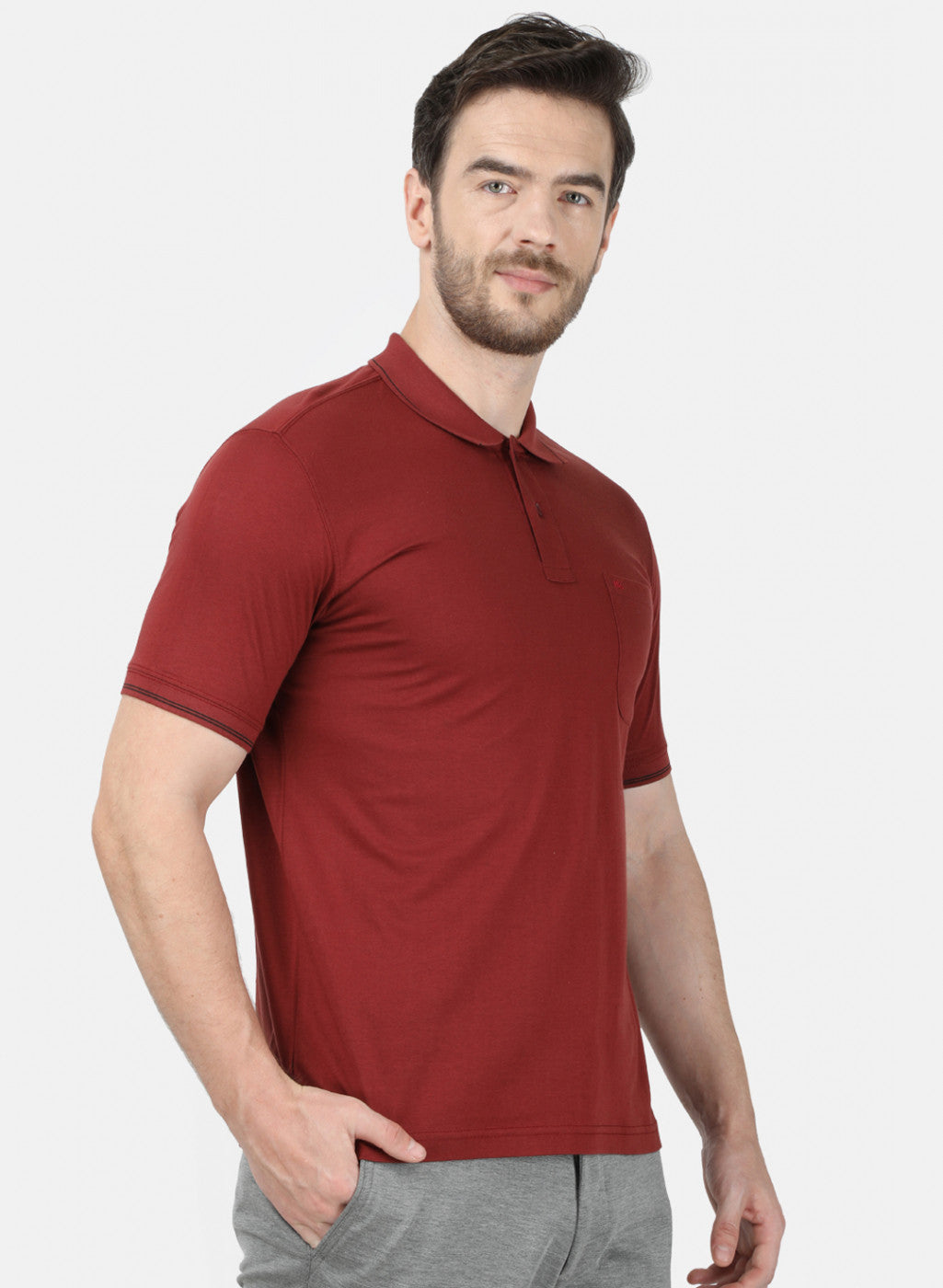 Mens Maroon Plain T-Shirt
