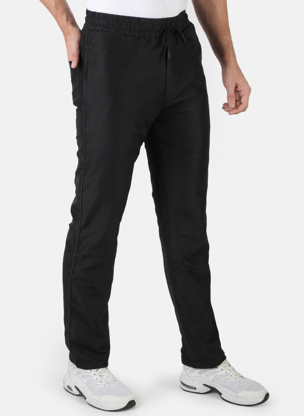 Men Black Plain Winter Lower