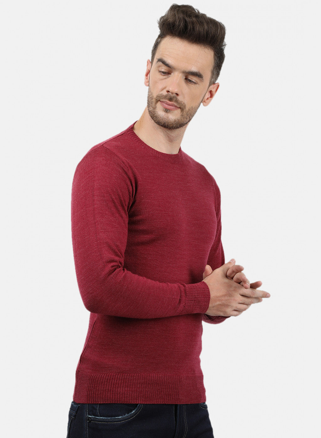 Men Red Solid Pullover