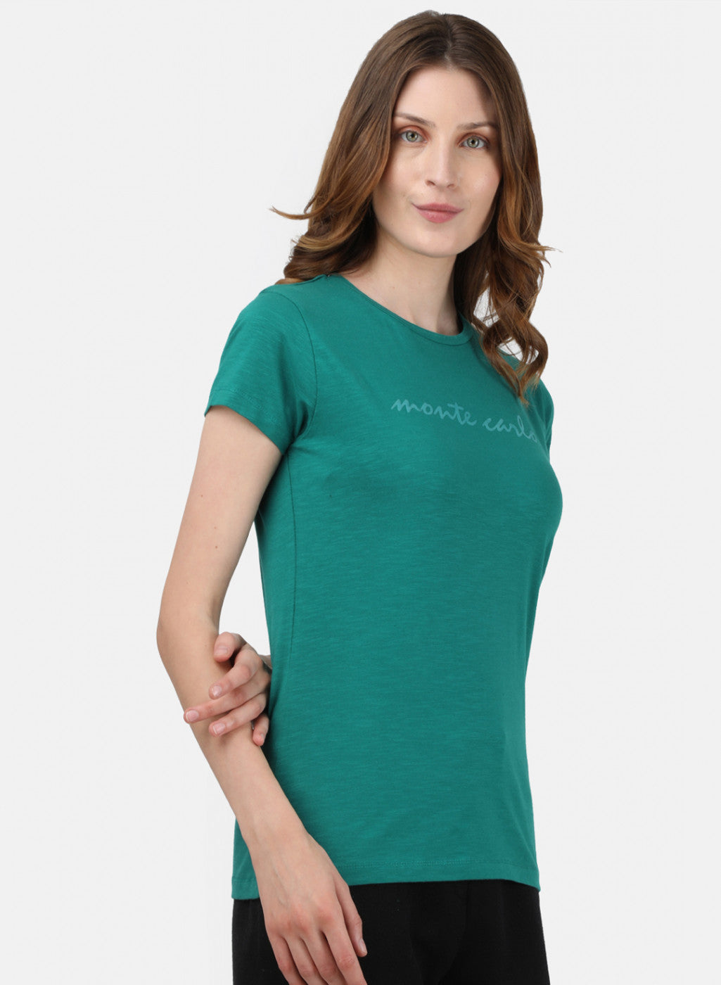 Womens Dark Green Printed Top