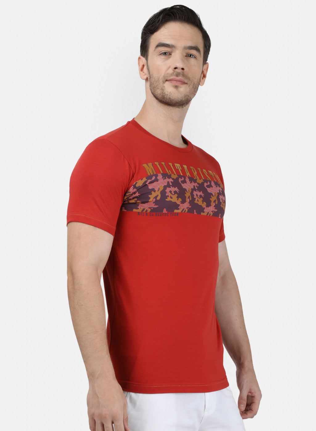 Mens Red Printed T-Shirt