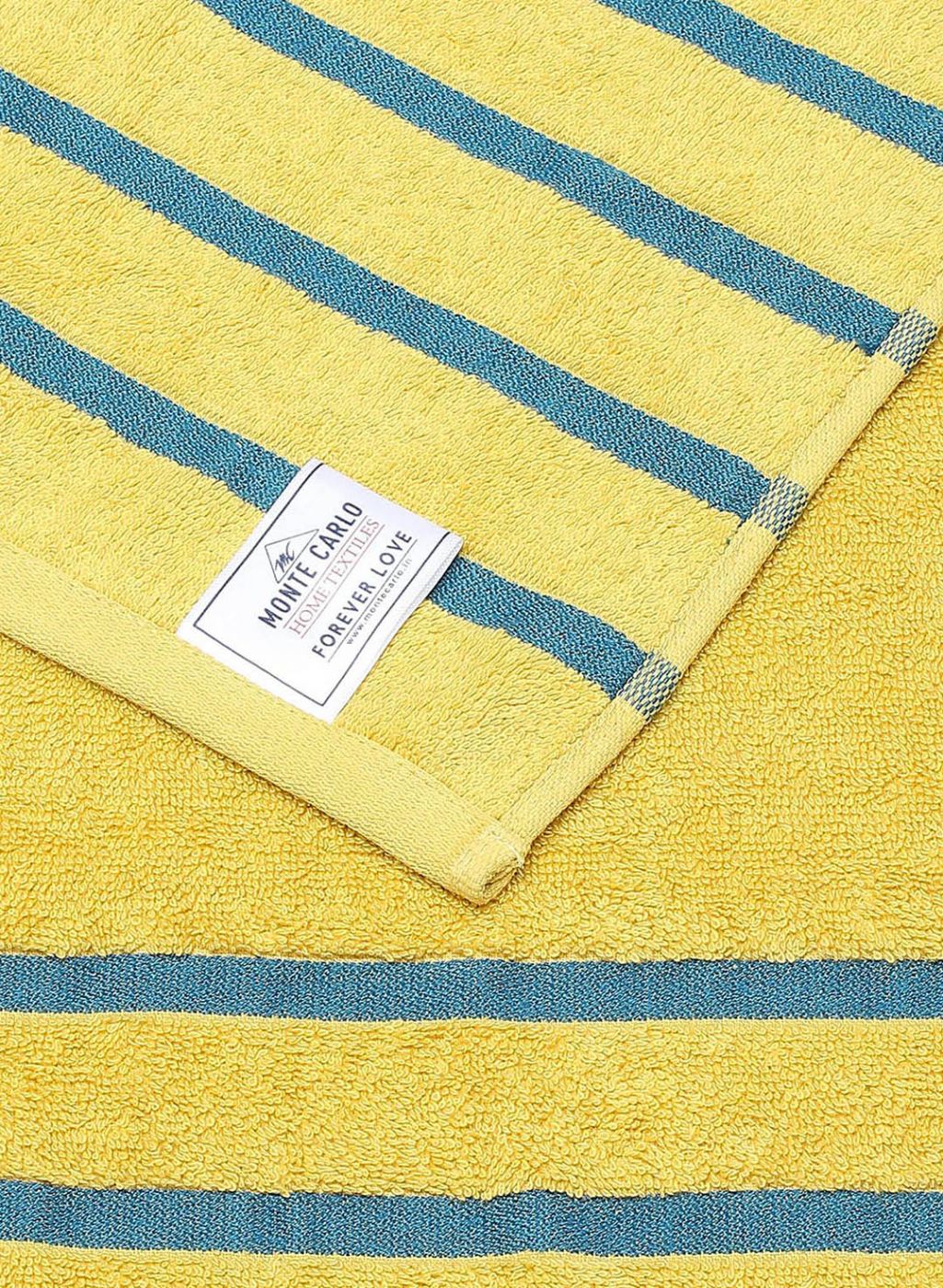 Yellow & Blue Cotton 525 GSM Bath Towel (Pack of 2)