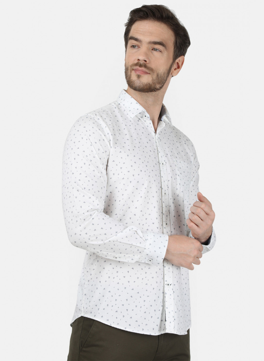 Mens White Printed Shirt