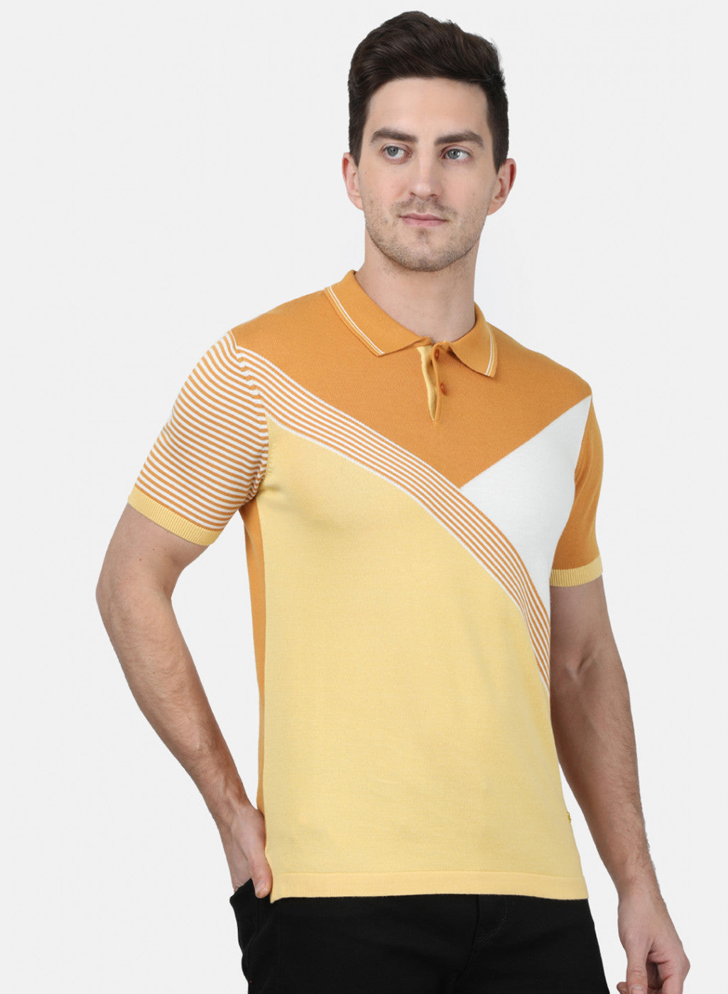 Mens Mustard Plain T-Shirt