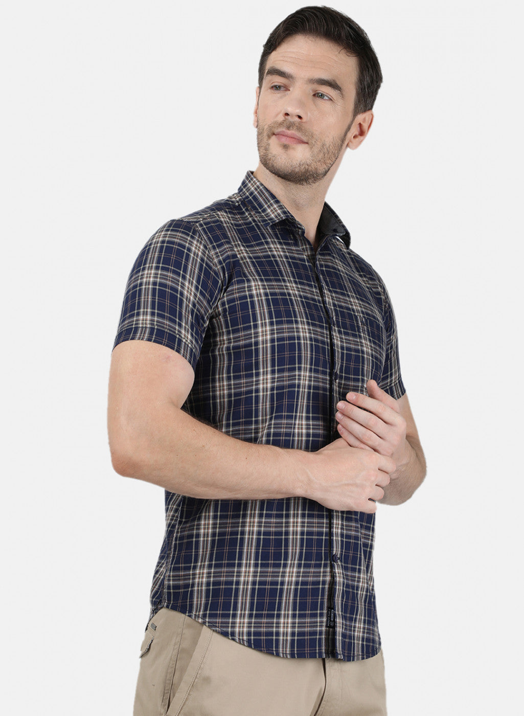 Mens NAvy Blue Check Shirt