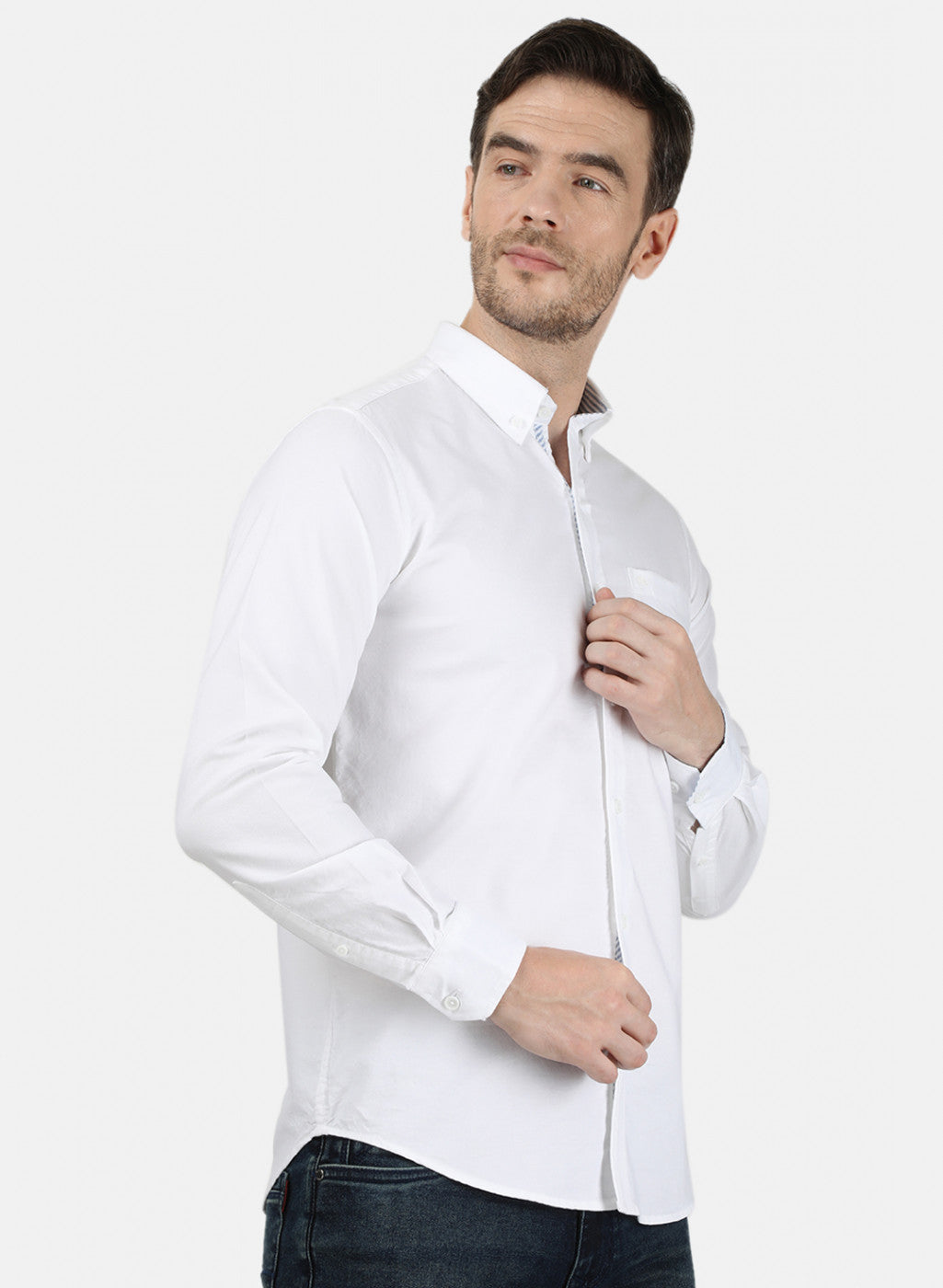 Mens White Solid Shirt