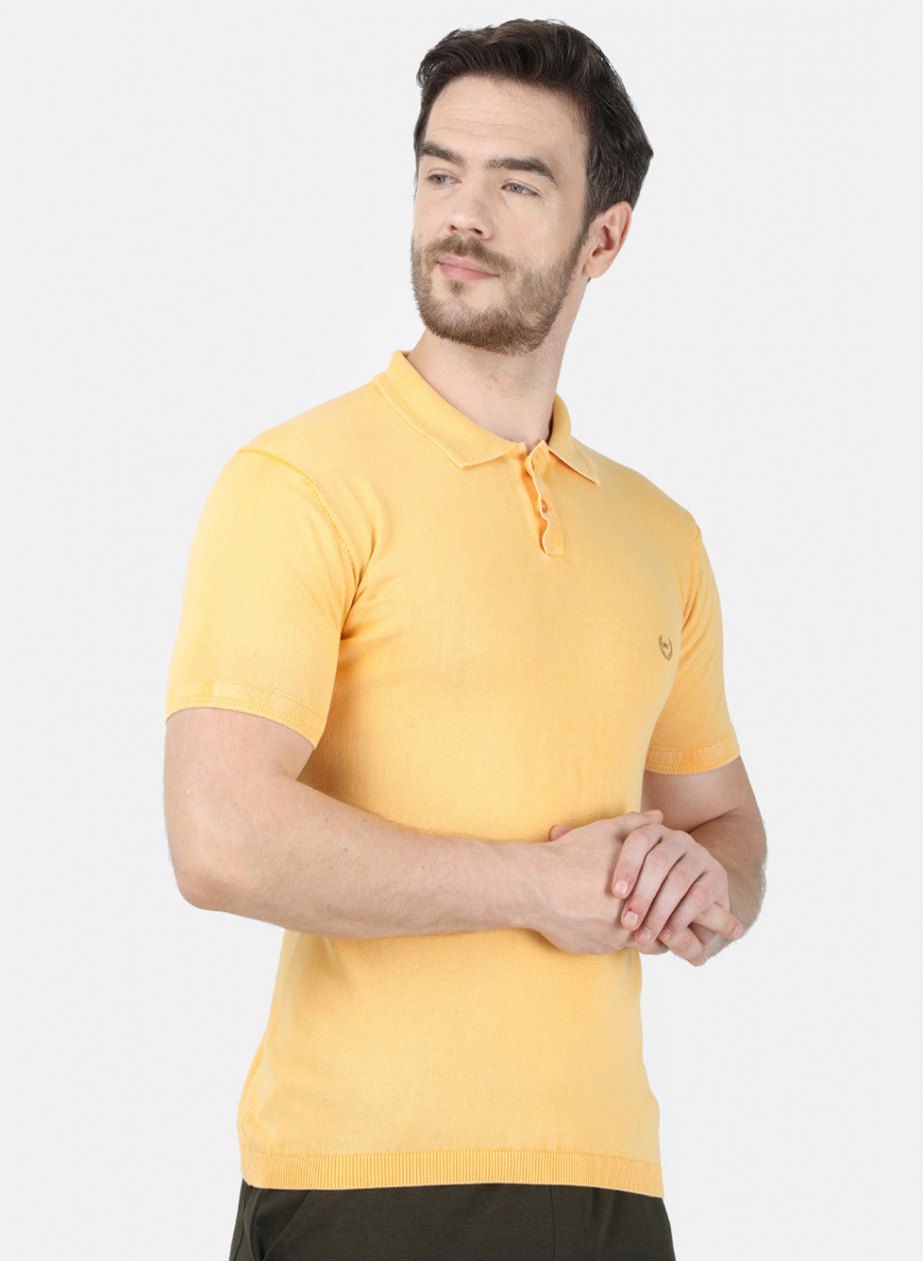 Mens Yellow Plain T-Shirt