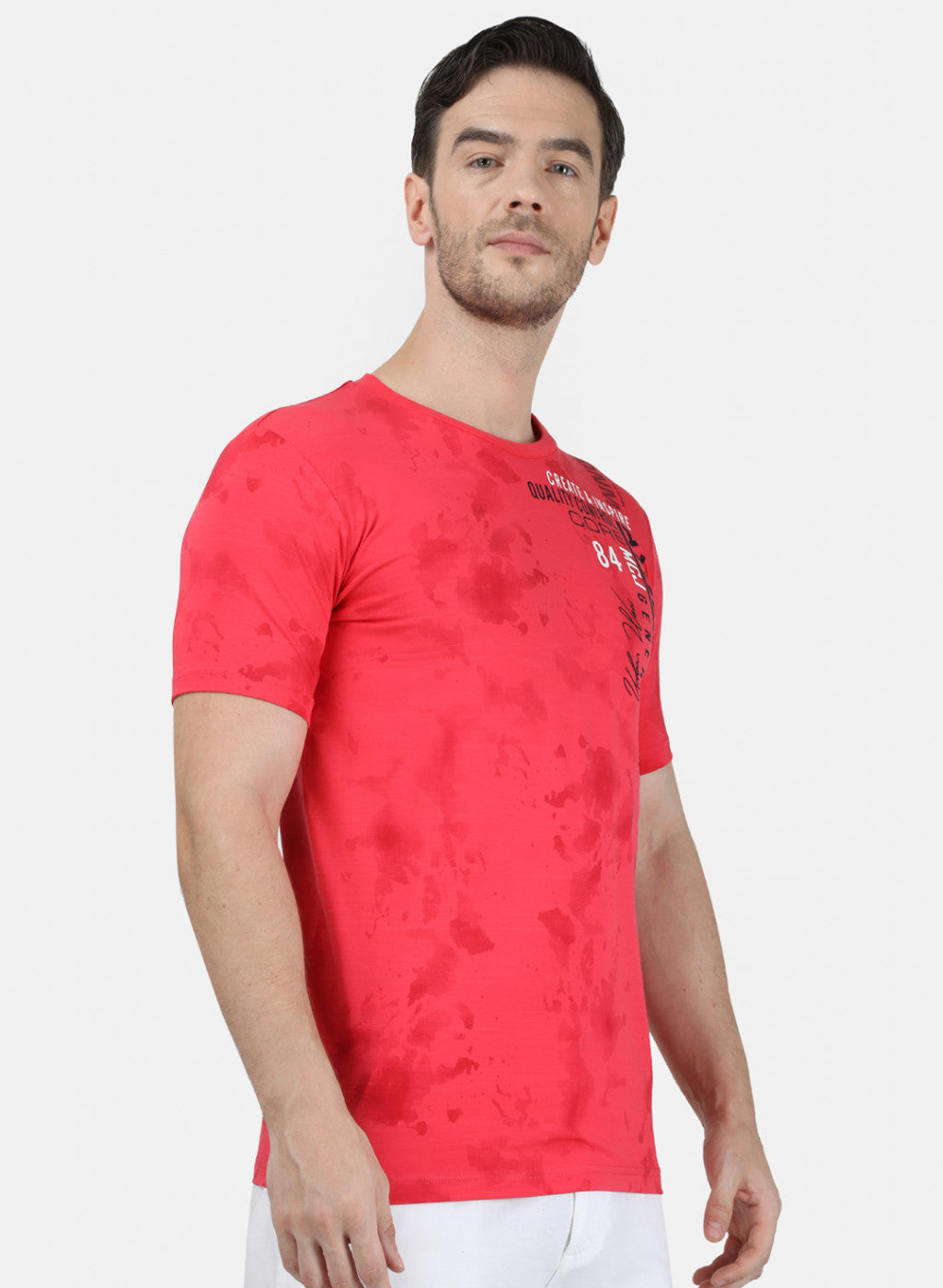 Mens Pink Printed T-Shirt
