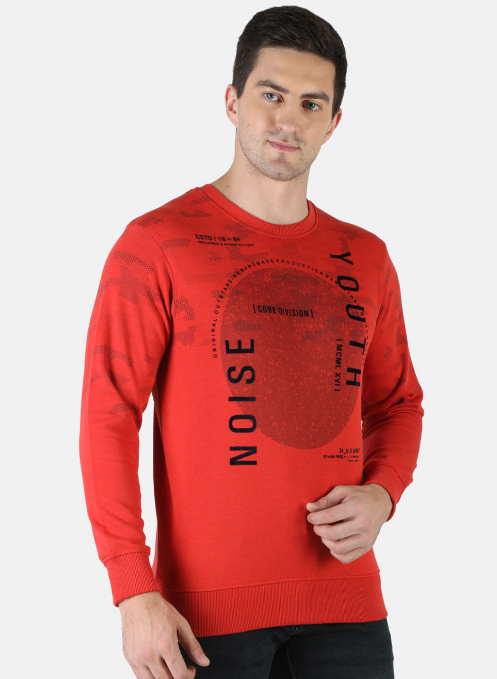 Men Orange Printed Sweatshirt