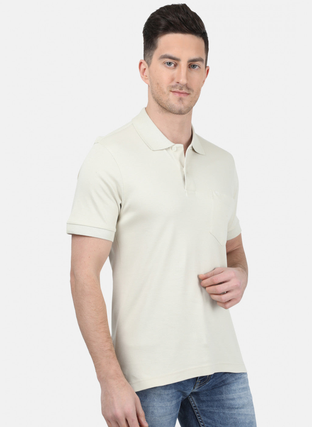 Mens Cream Plain T-Shirt