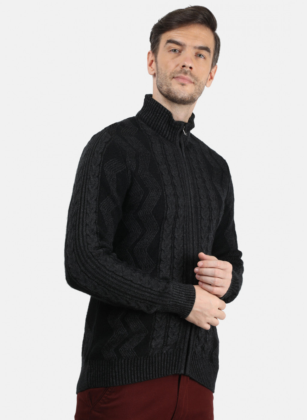 Men Black Solid Pullover