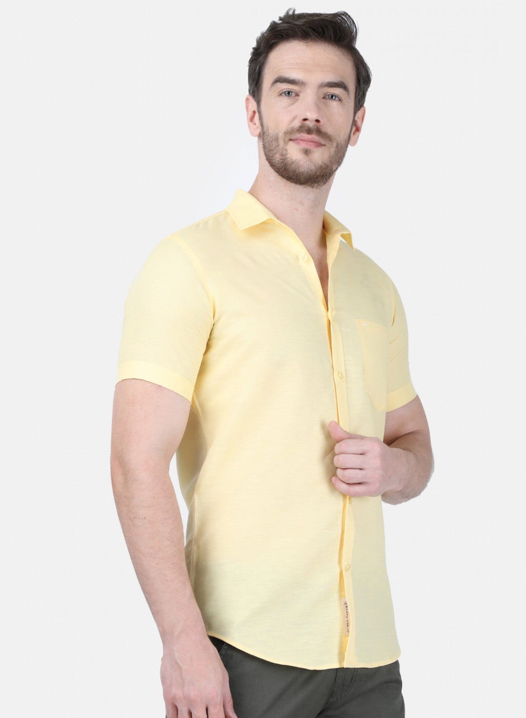 Mens Yellow Solid Shirt