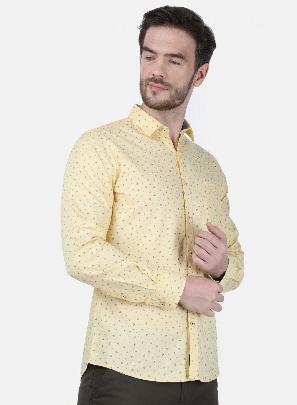 Mens Yellow Printed Shirt