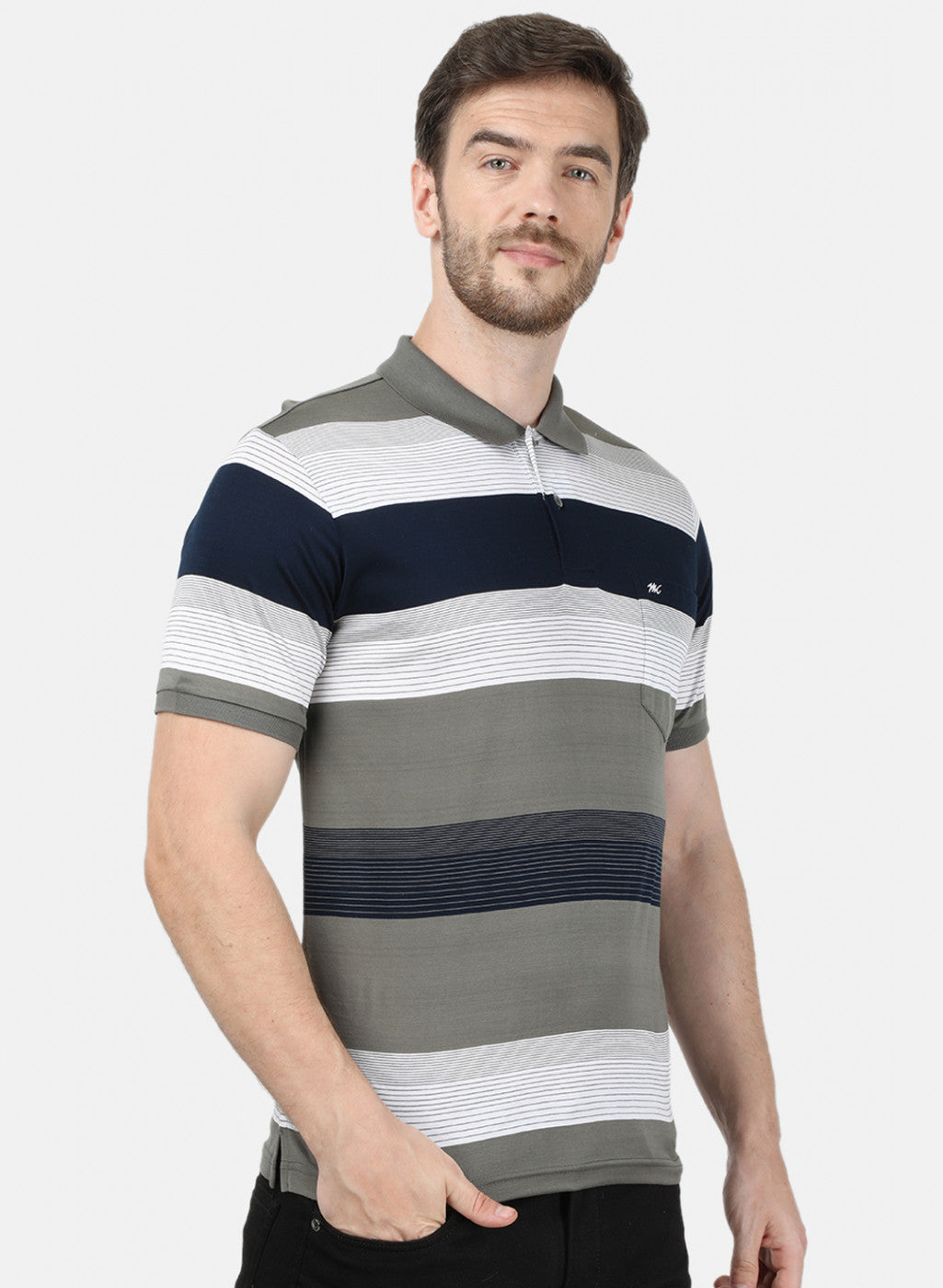 Mens Grey Stripe T-Shirt