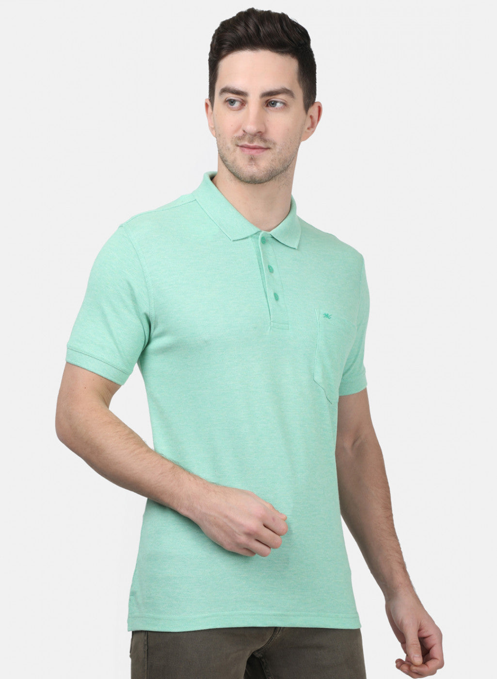 Mens Light Green Plain T-Shirts