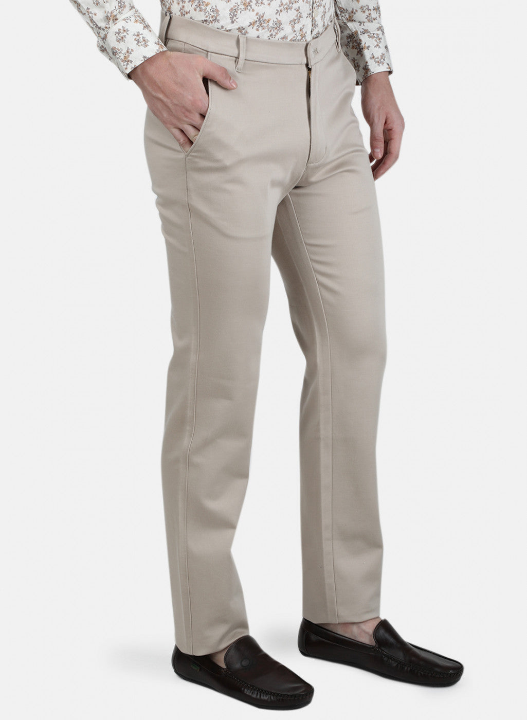 Mens Beige Smart Fit Trouser