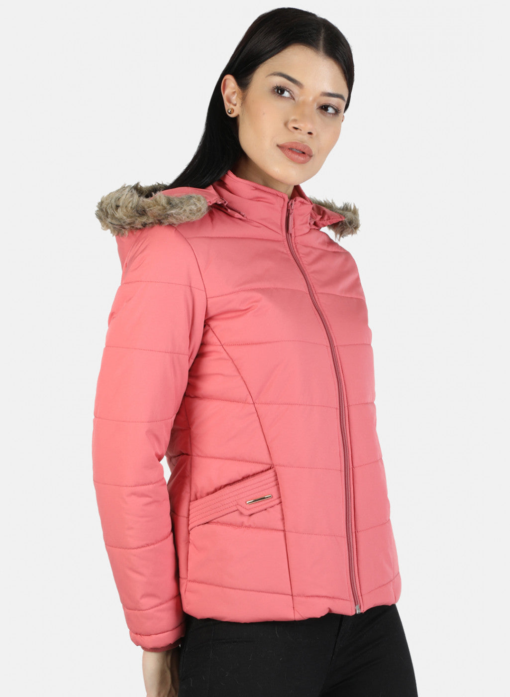 Women Pink Plain Jacket