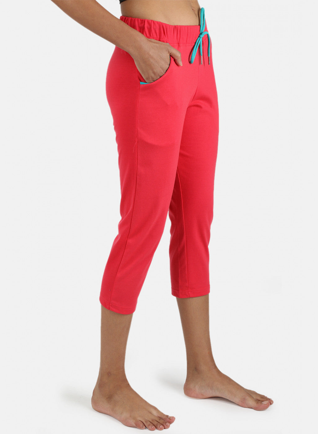 Womens Dark Pink Plain Capri