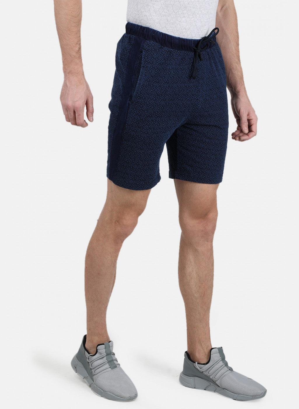 Mens Blue Self Bermuda