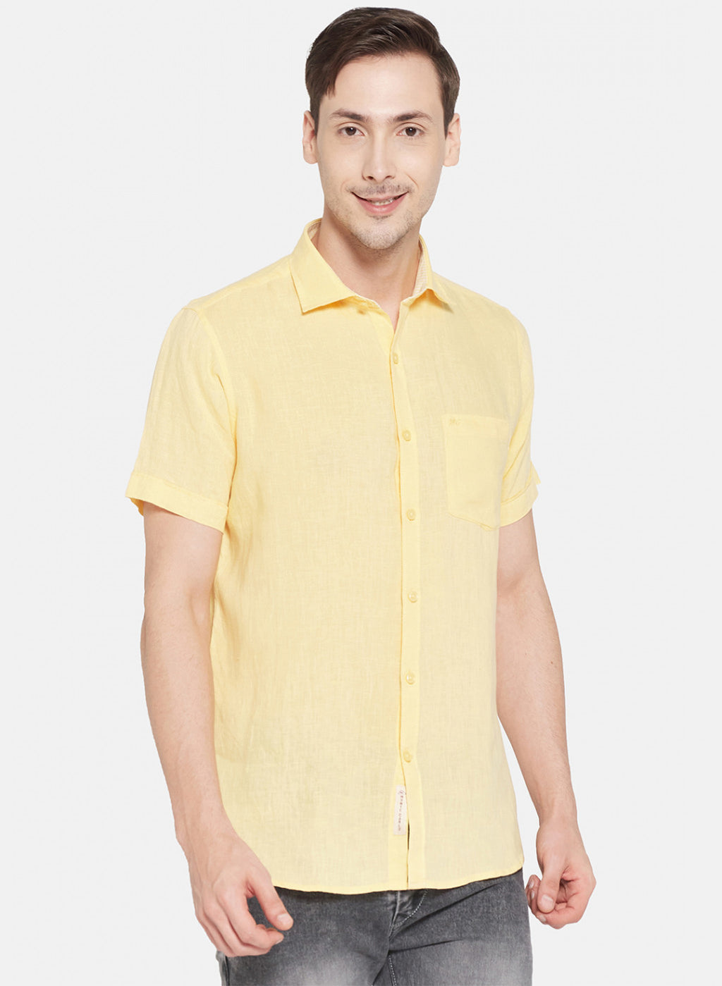 Mens Yellow Solid Shirt