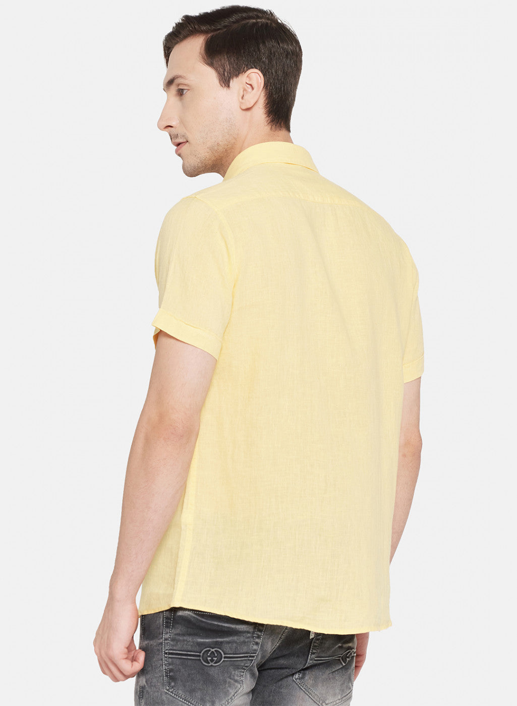 Mens Yellow Solid Shirt