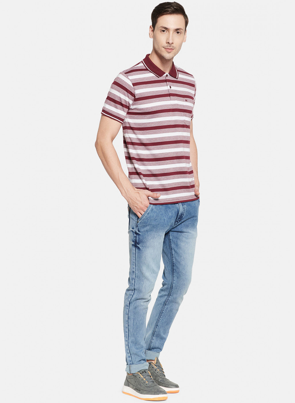 Mens Maroon Stripe T-Shirt