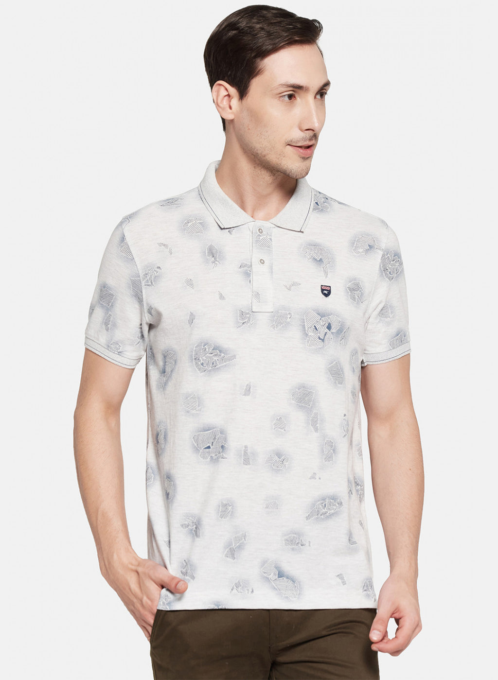 Mens Beige Printed T-Shirt