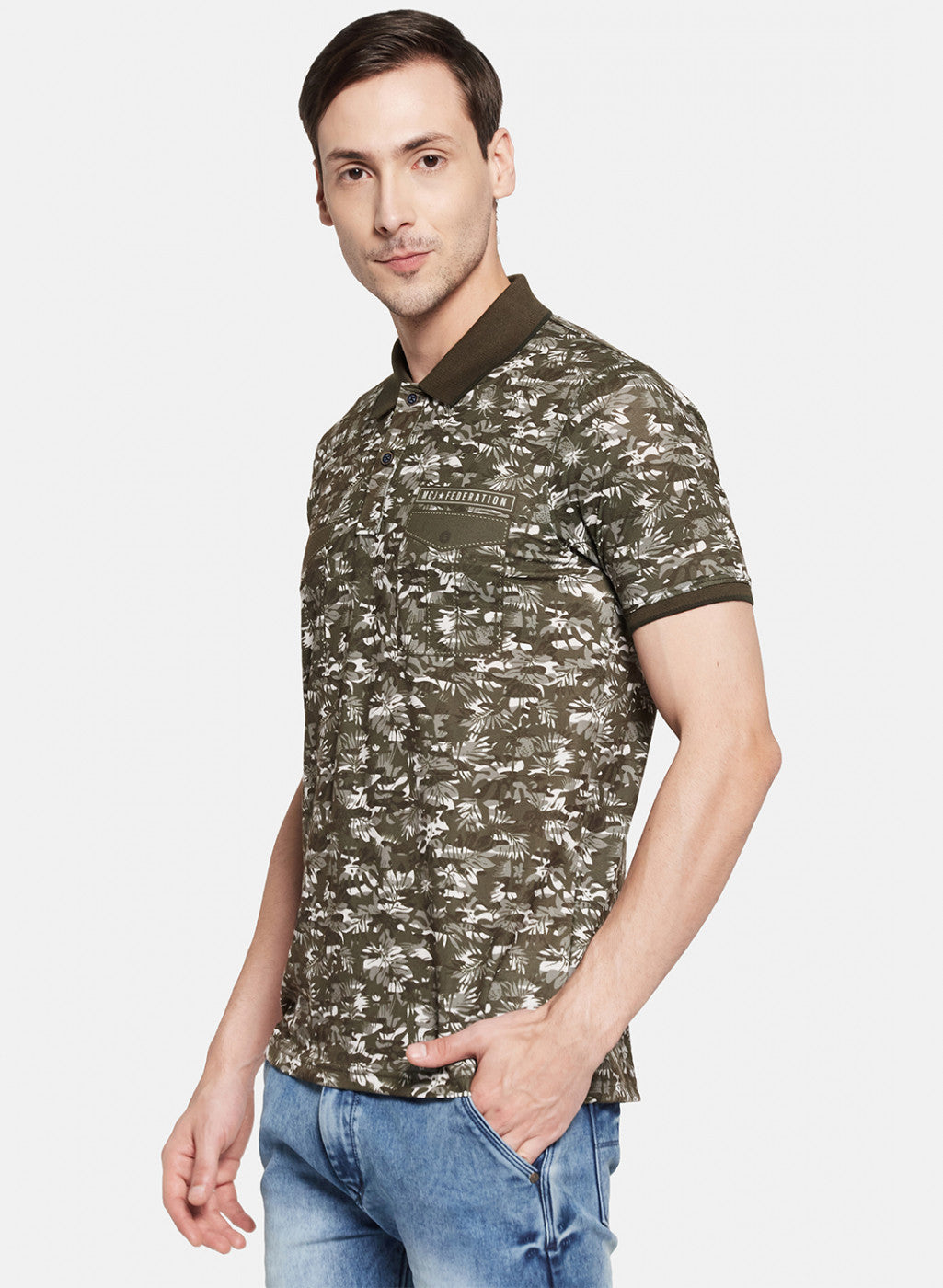 Mens Olive Printed T-Shirt