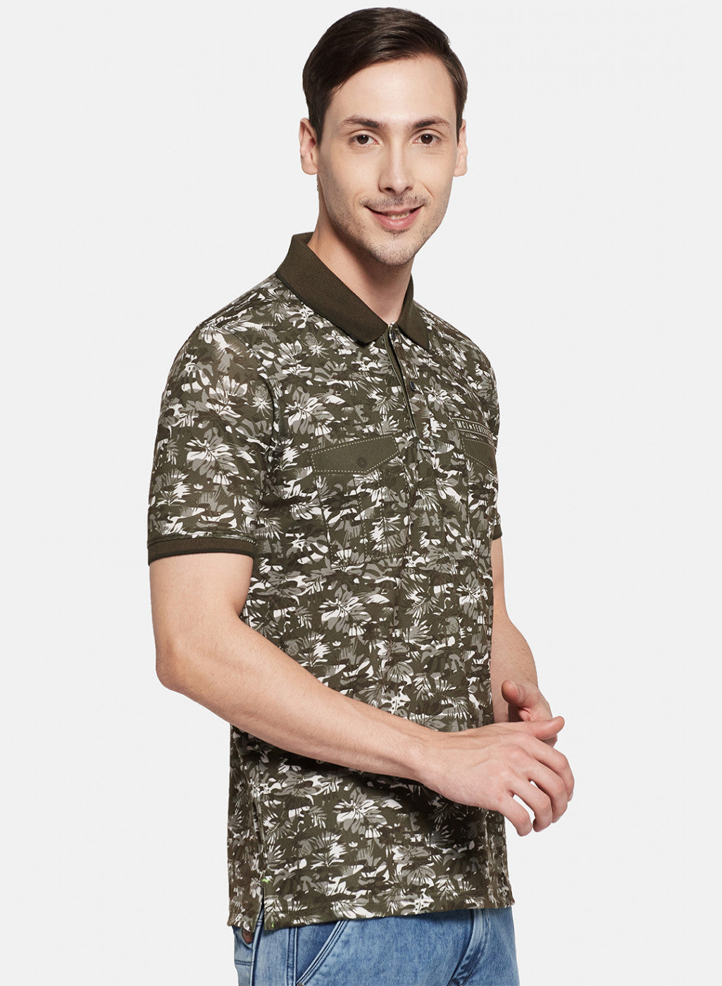 Mens Olive Printed T-Shirt