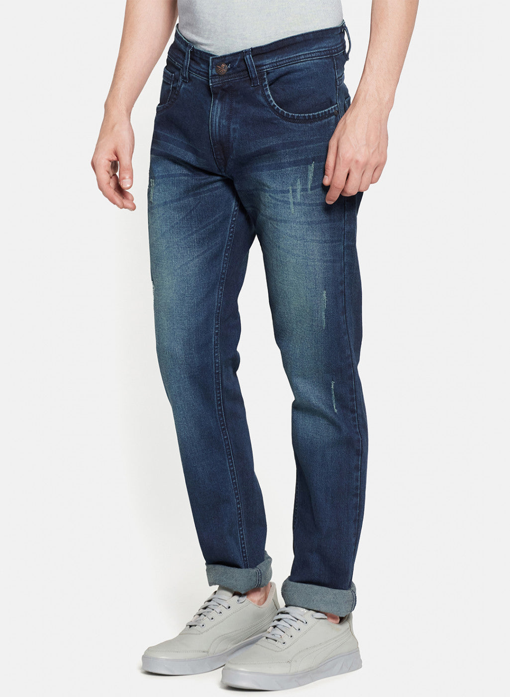 Mens Navy Blue Regular Denim
