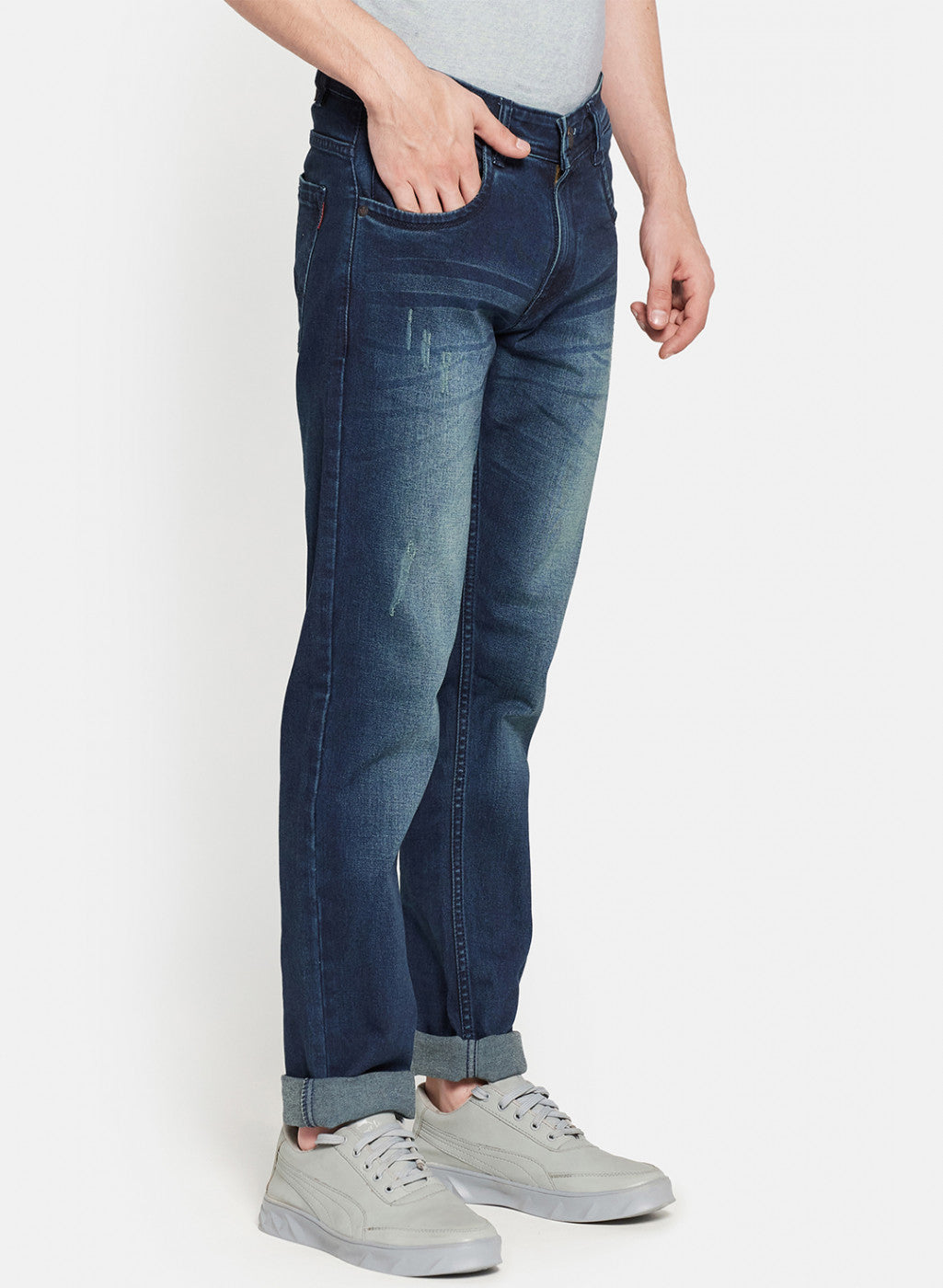 Mens Navy Blue Regular Denim