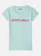Girls Sea Green Printed Top