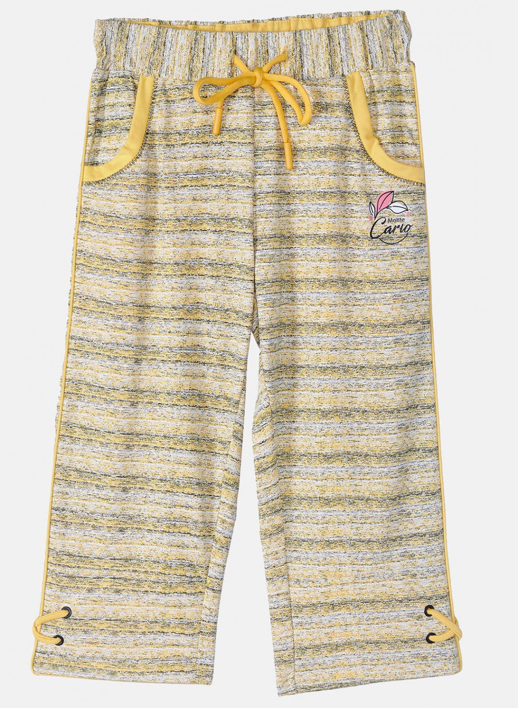 Girls Yellow Printed Capri
