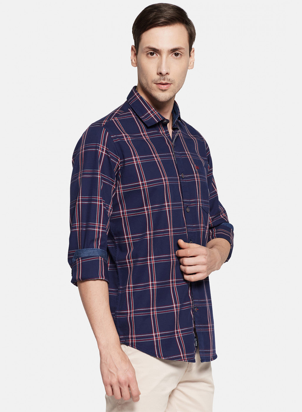 Mens NAvy Blue Check Shirt