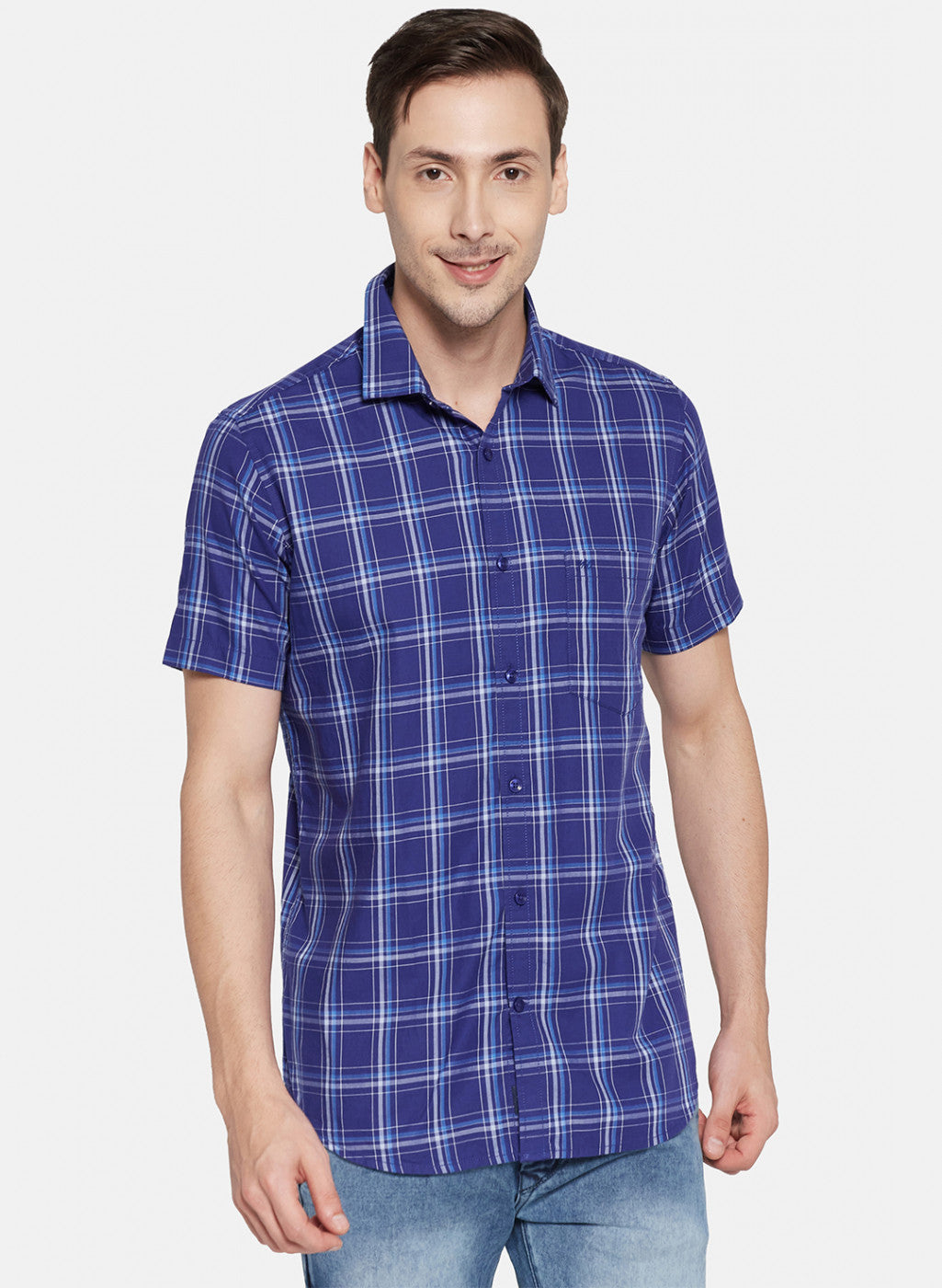 Mens NAvy Blue Check Shirt