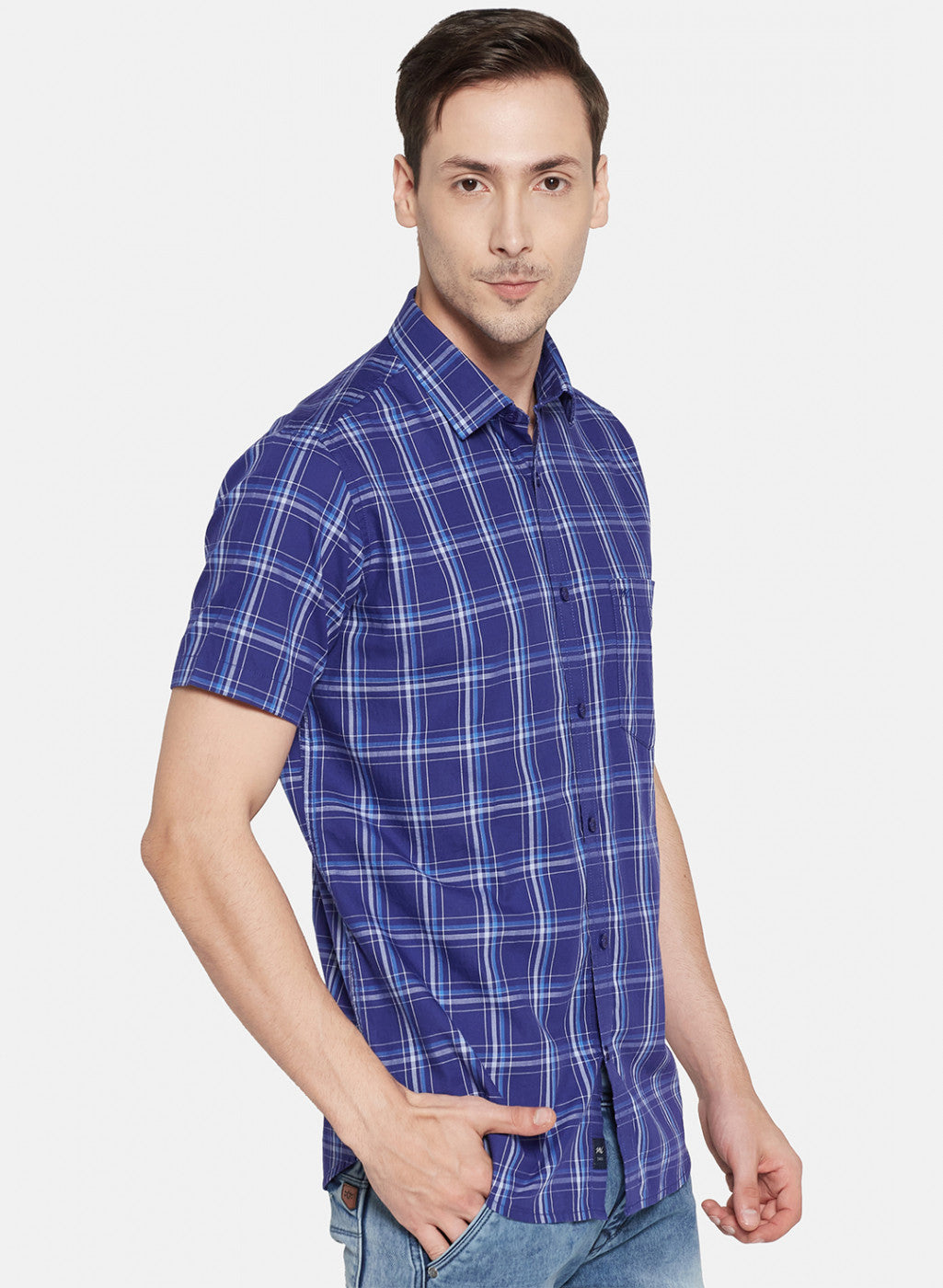 Mens NAvy Blue Check Shirt
