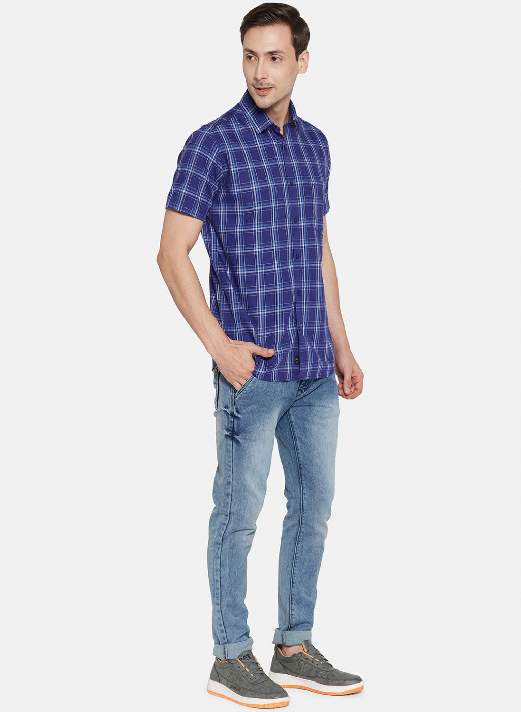 Mens NAvy Blue Check Shirt