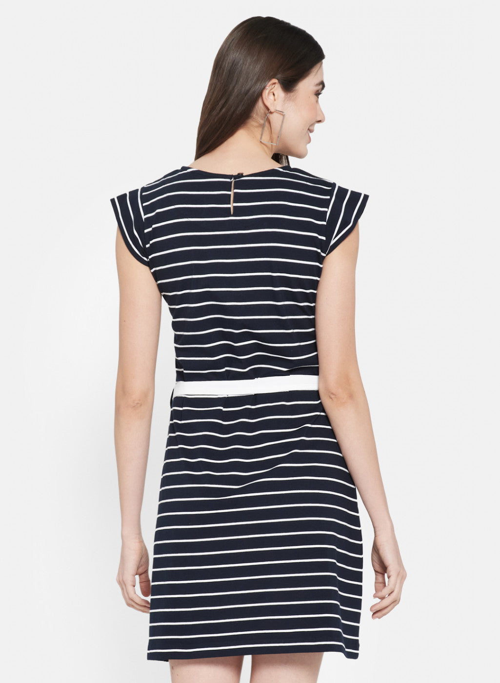 Womens Navy Blue & White Stripe Dress