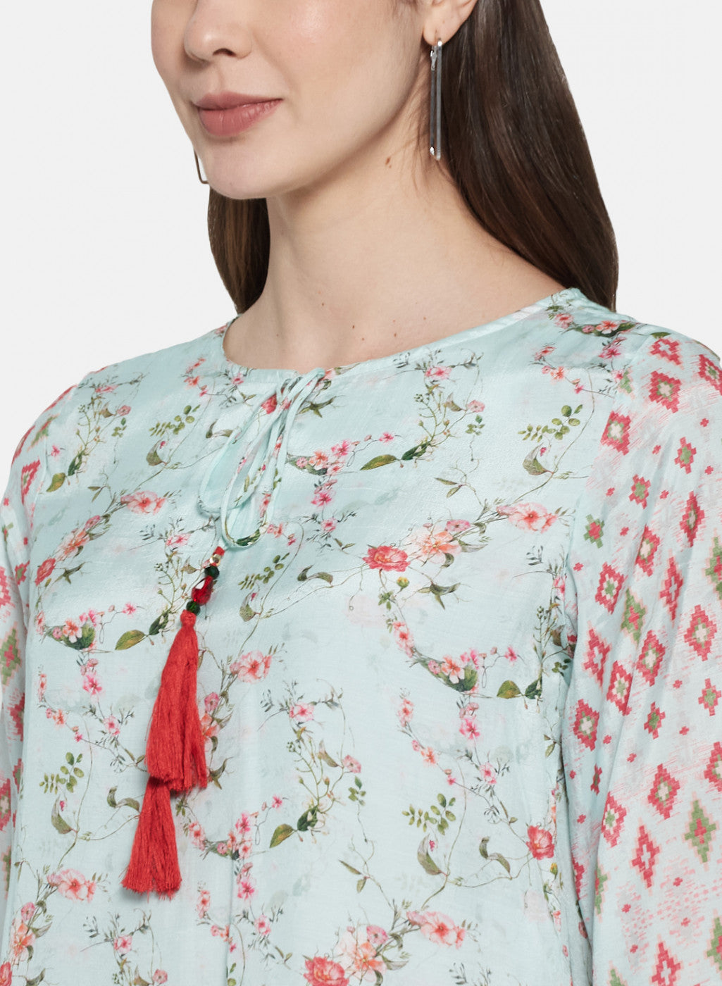 Womens Light Green Printed Top