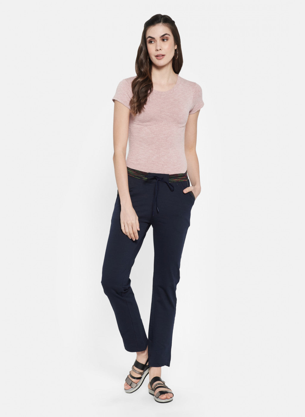 Womens Navy Blue Plain Lower
