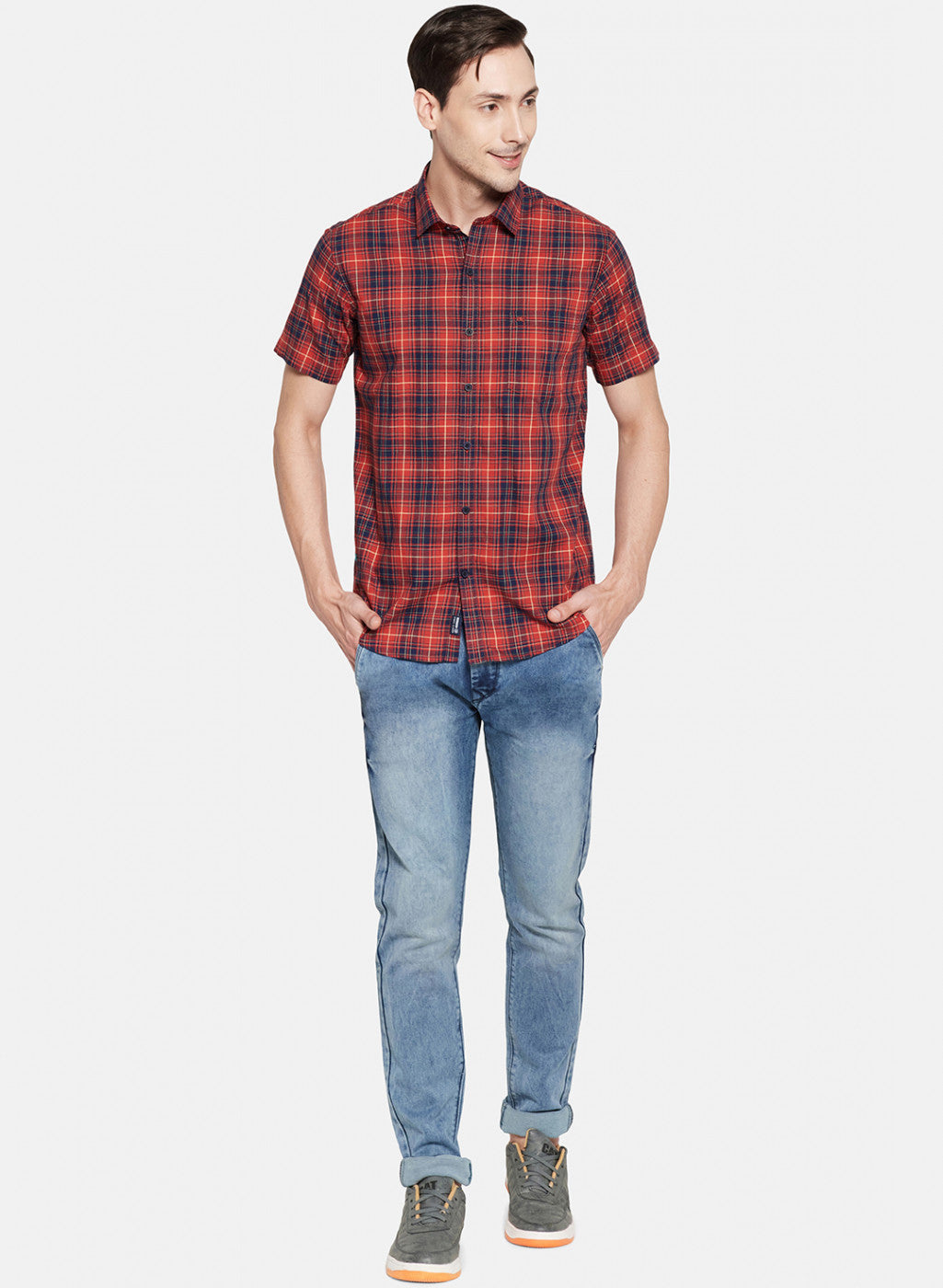 Mens Red Check Shirt