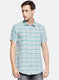 Mens Blue Check Linen Shirt