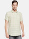 Mens Light Green Check Linen Shirt