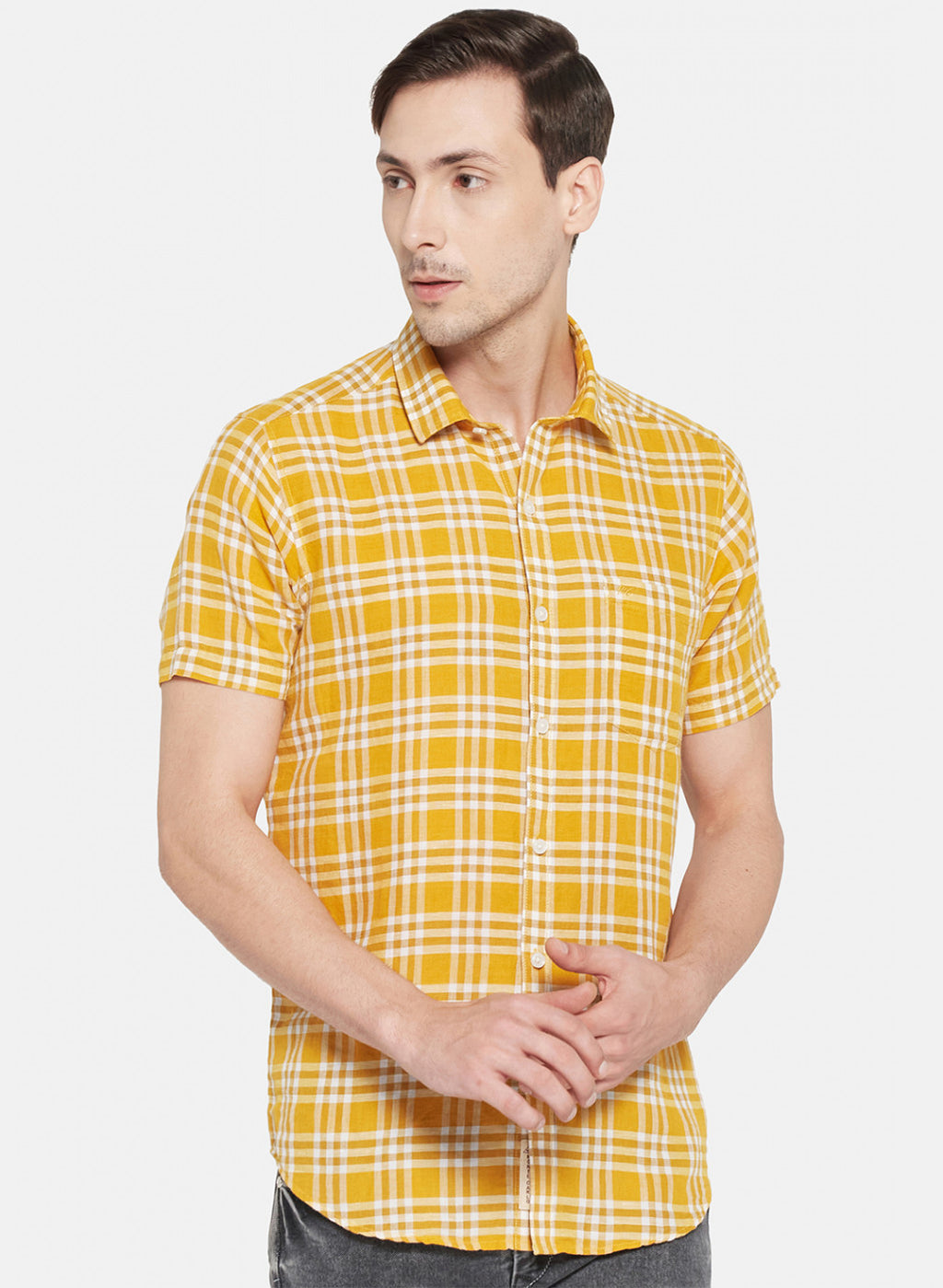 Mens Mustard Check Shirt
