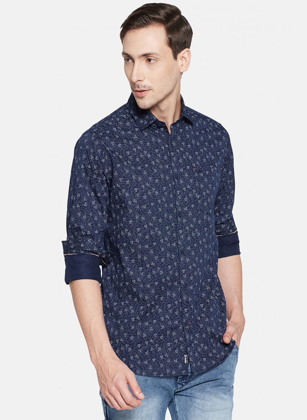 Mens NAvy Blue Printed Shirt